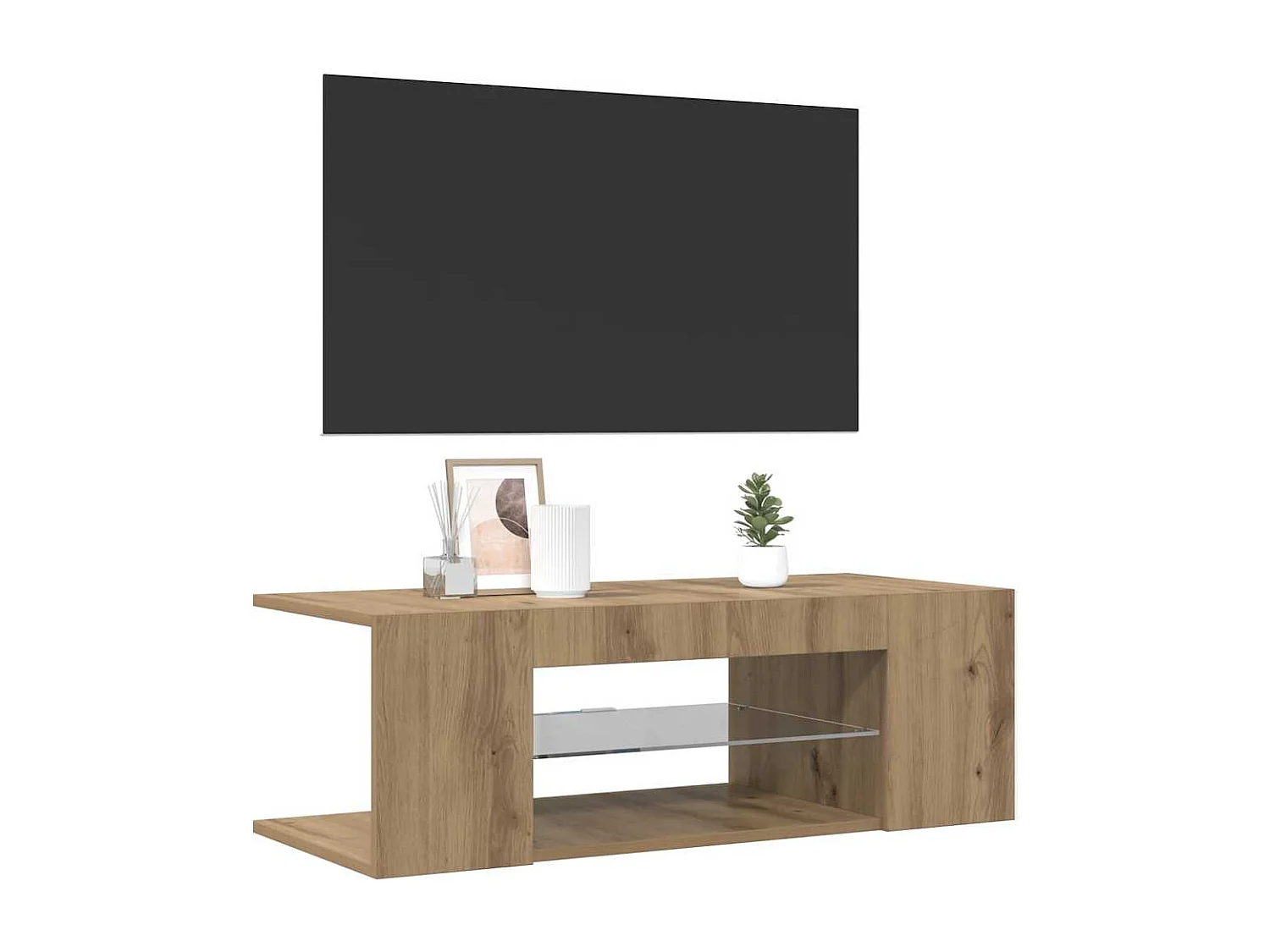 Mobile Porta TV con LED Artigianale 90x39x30 cm Multistrato