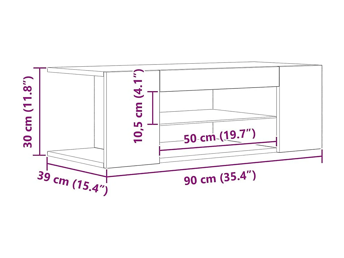 Meuble TV avec lumières LED chêne artisanal bois d'ingénierie
