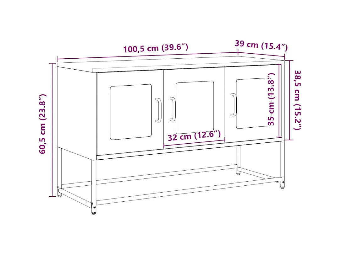 Tv-meubel 100,5x39x60,5 cm koudgewalst staal roze