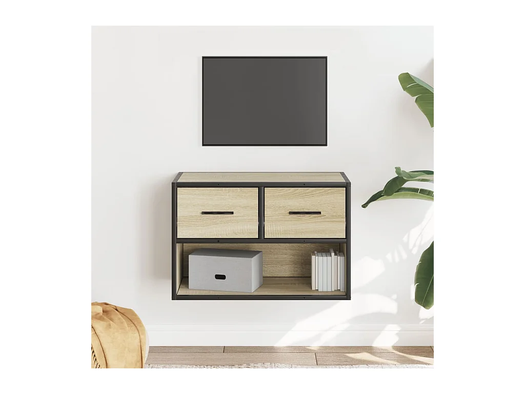 Meuble TV chêne sonoma 60x31x39,5 cm bois d'ingénierie et métal