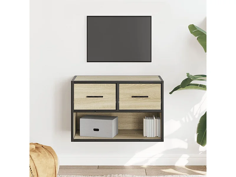 Meuble TV chêne sonoma 60x31x39,5 cm bois d'ingénierie et métal