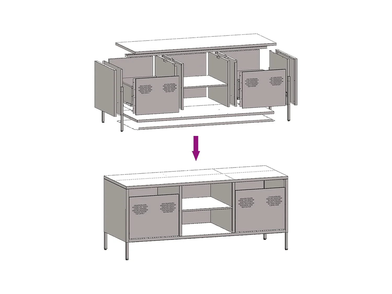 Meuble TV jaune moutarde 101,5x39x43,5 cm acier laminé à froid