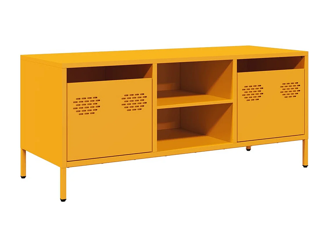 Meuble TV jaune moutarde 101,5x39x43,5 cm acier laminé à froid