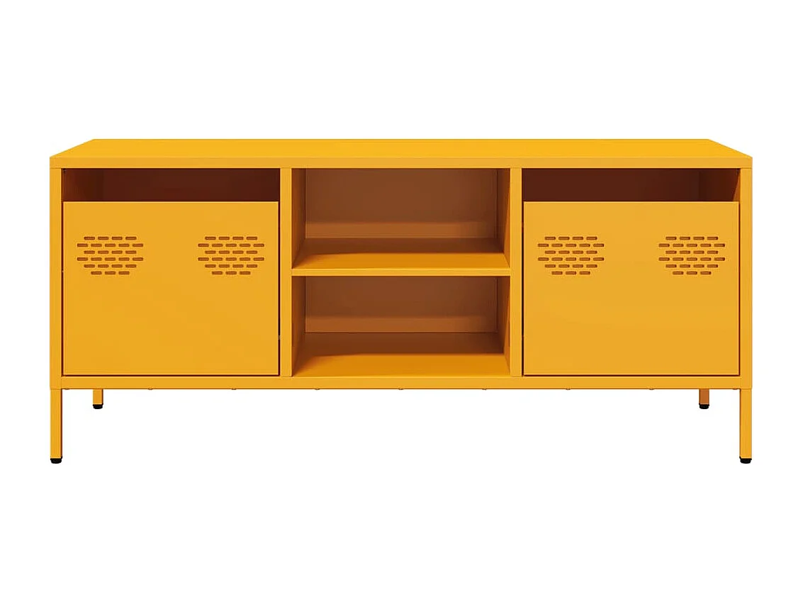 Meuble TV jaune moutarde 101,5x39x43,5 cm acier laminé à froid