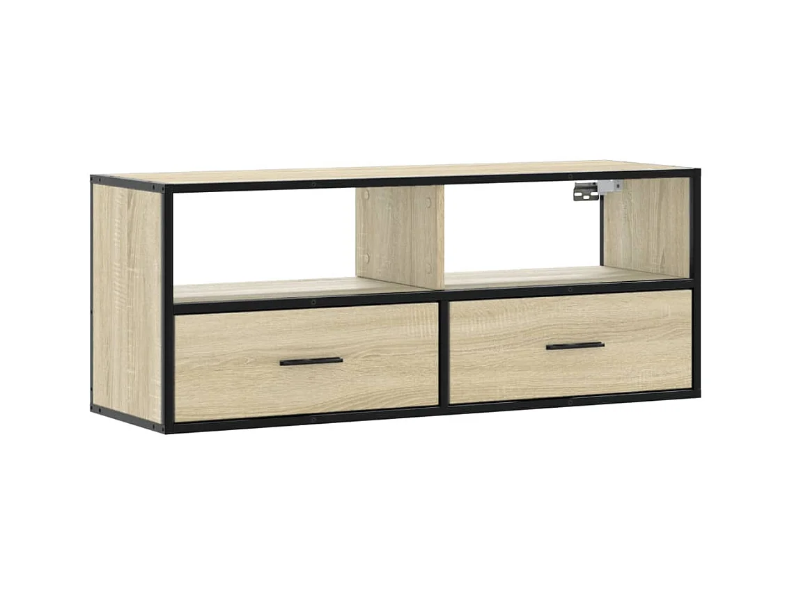Meuble TV chêne sonoma 100x31x39,5cm bois d'ingénierie et métal
