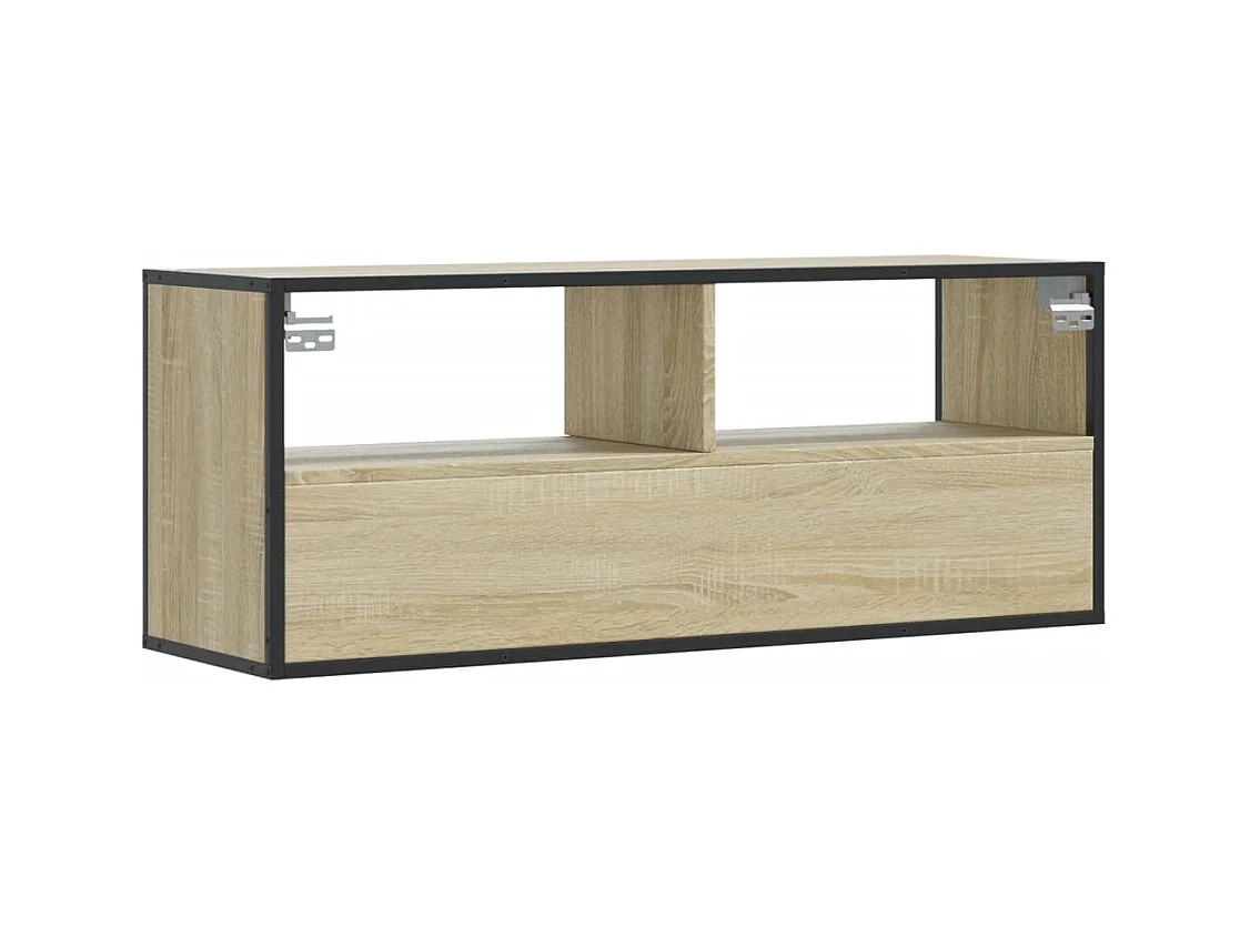 Meuble TV chêne sonoma 100x31x39,5cm bois d'ingénierie et métal