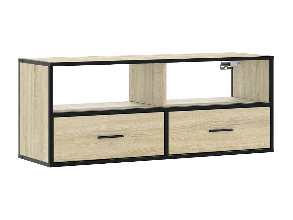 Mueble TV madera ingeniería y metal roble Sonoma 100x31x39,5 cm
