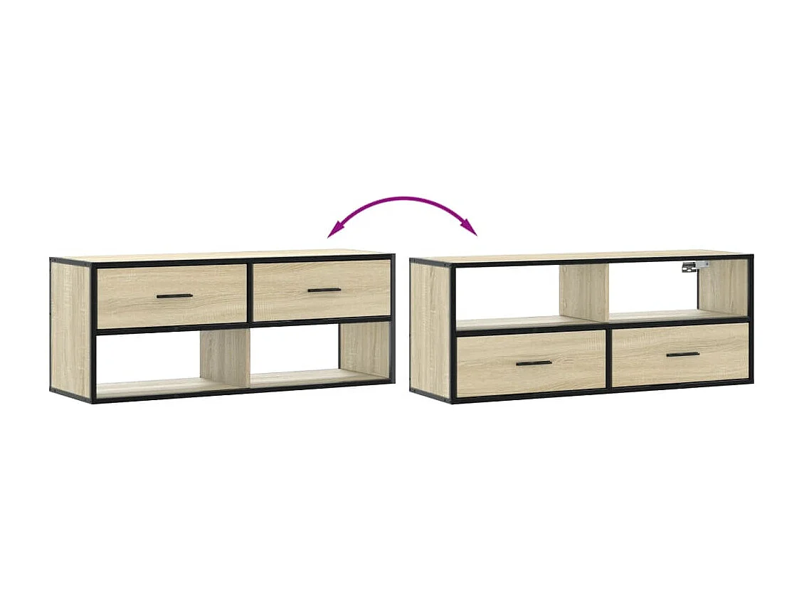 Mueble TV madera ingeniería y metal roble Sonoma 100x31x39,5 cm
