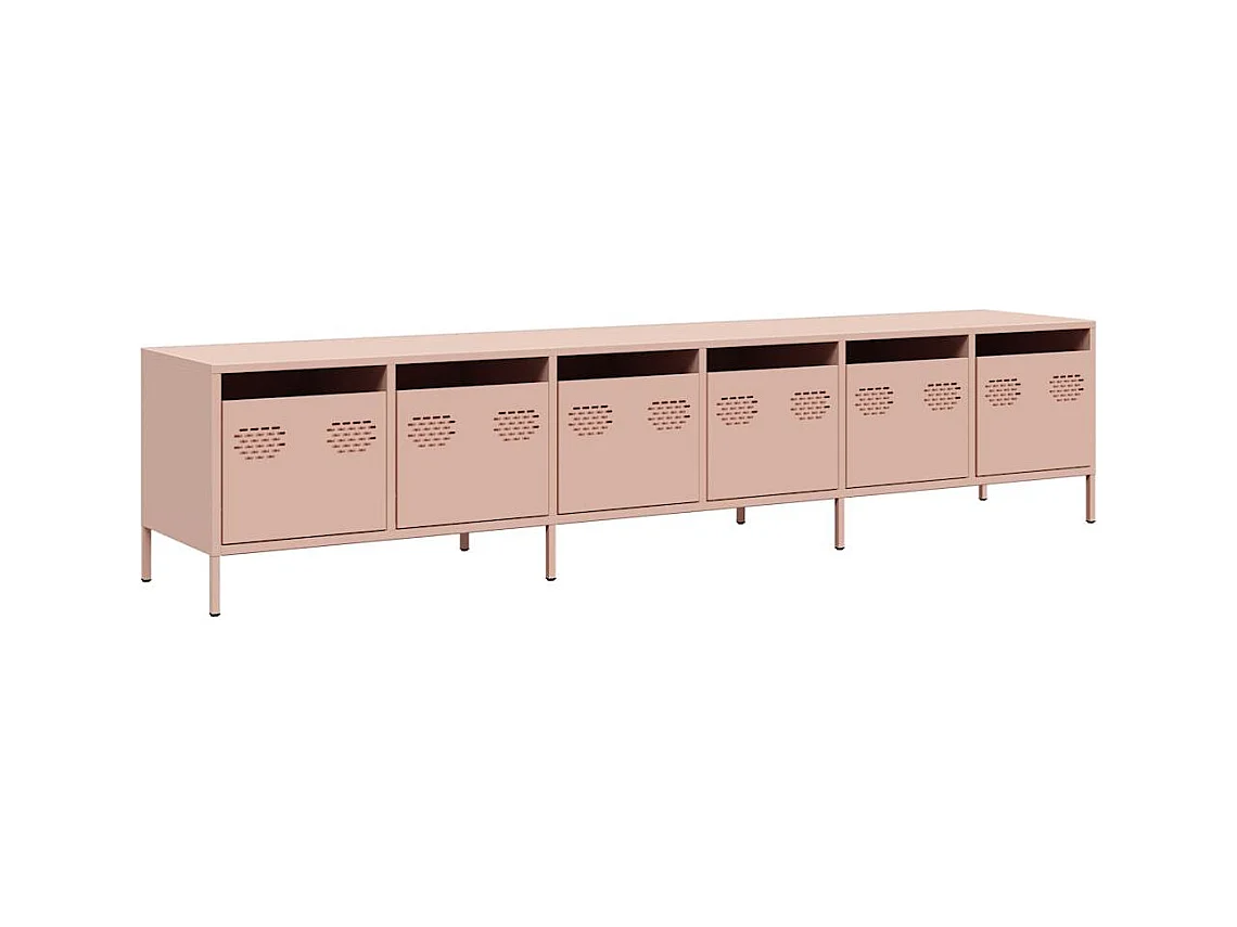 Meuble TV rose 202x39x43,5 cm acier laminé à froid