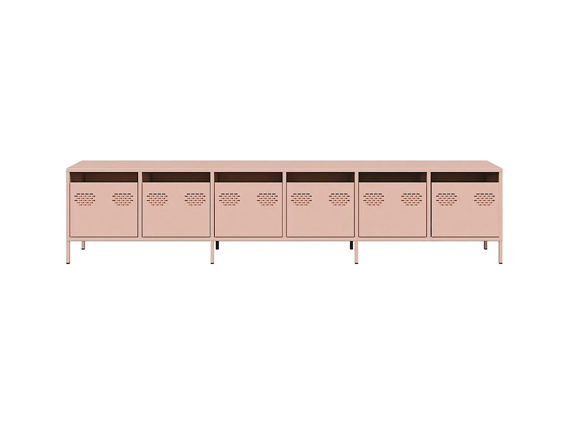Meuble TV rose 202x39x43,5 cm acier laminé à froid