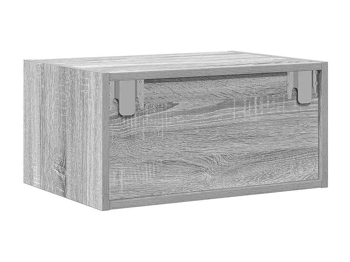 Comodino a Parete con luci LED Grigio Sonoma