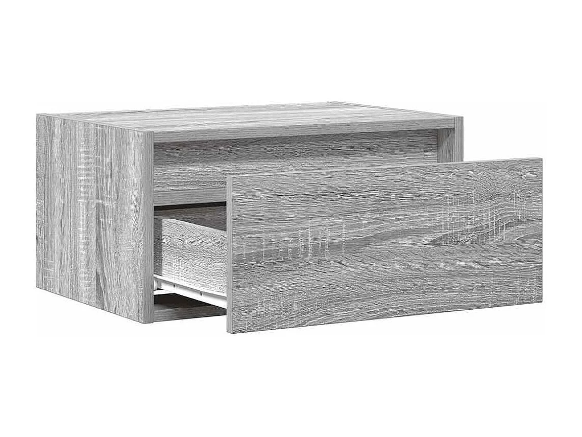 Comodino a Parete con luci LED Grigio Sonoma