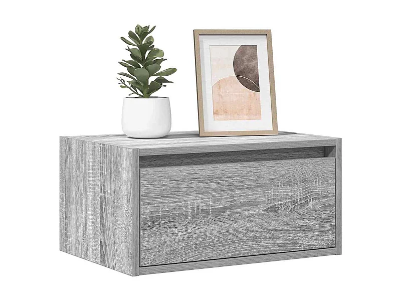 Comodino a Parete con luci LED Grigio Sonoma