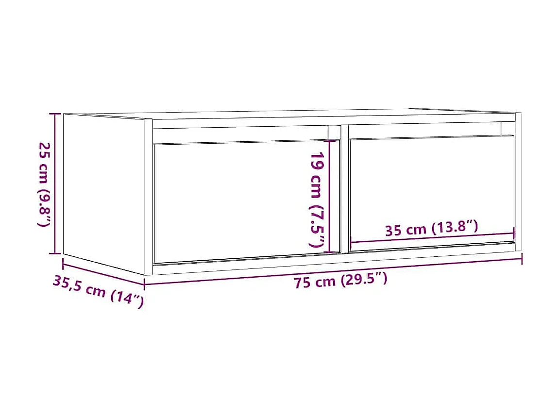 TV-Schrank mit LED-Leuchten Betongrau 75x35,5x25 cm