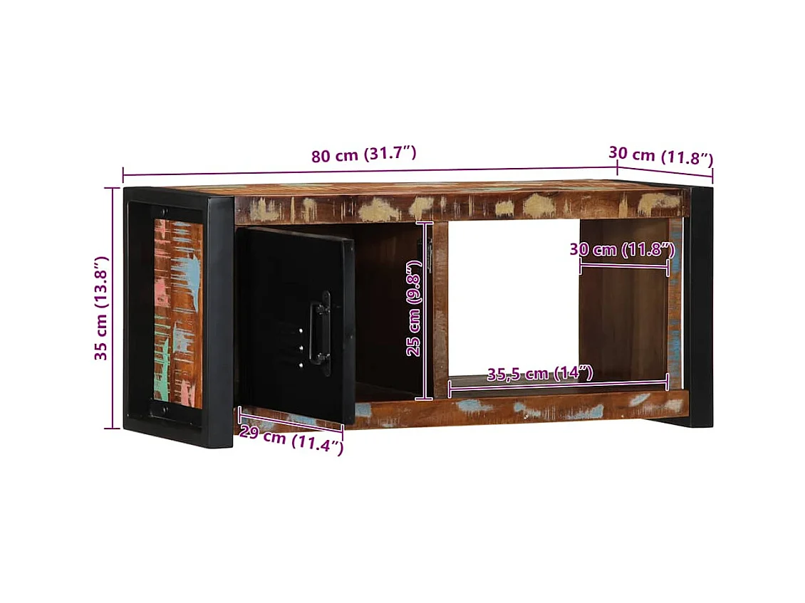 Tv-meubel 80x30x35 cm massief gerecycled hout