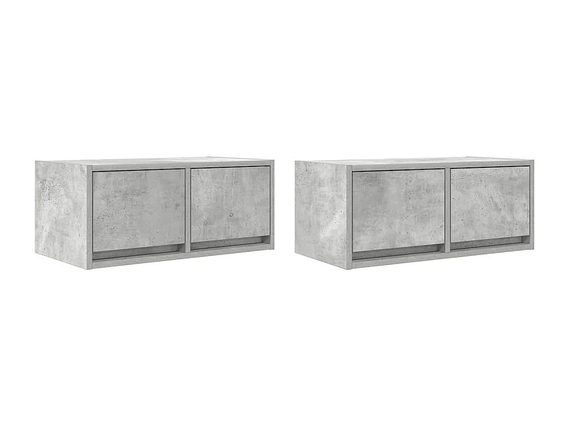 Meubles TV 2 pcs gris béton 60x31x25,5 cm bois d'ingénierie
