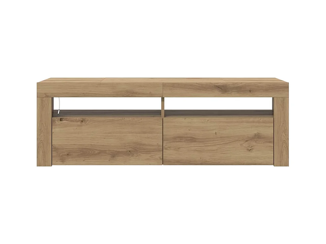 Meuble TV avec lumières LED chêne artisanal bois d'ingénierie