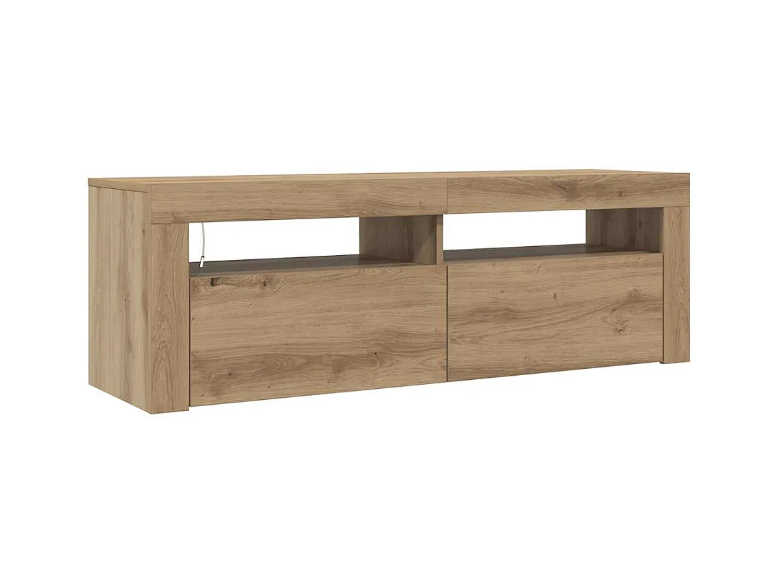 Meuble TV avec lumières LED chêne artisanal bois d'ingénierie
