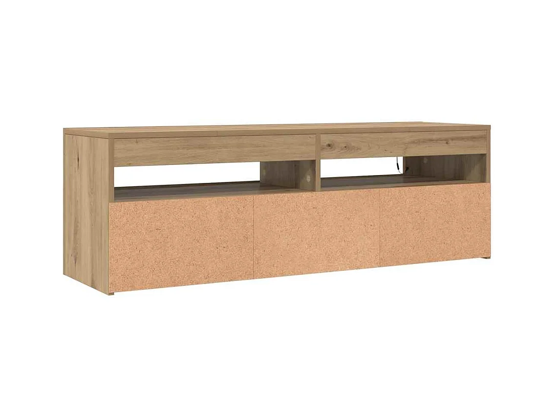 Meuble TV avec lumières LED chêne artisanal bois d'ingénierie