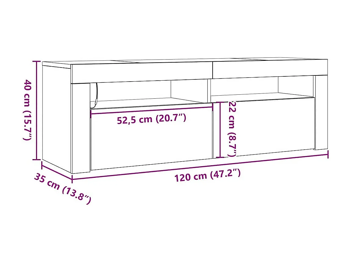 TV-Schrank mit LED Artisan-Eiche 120x35x40 cm Holzwerkstoff