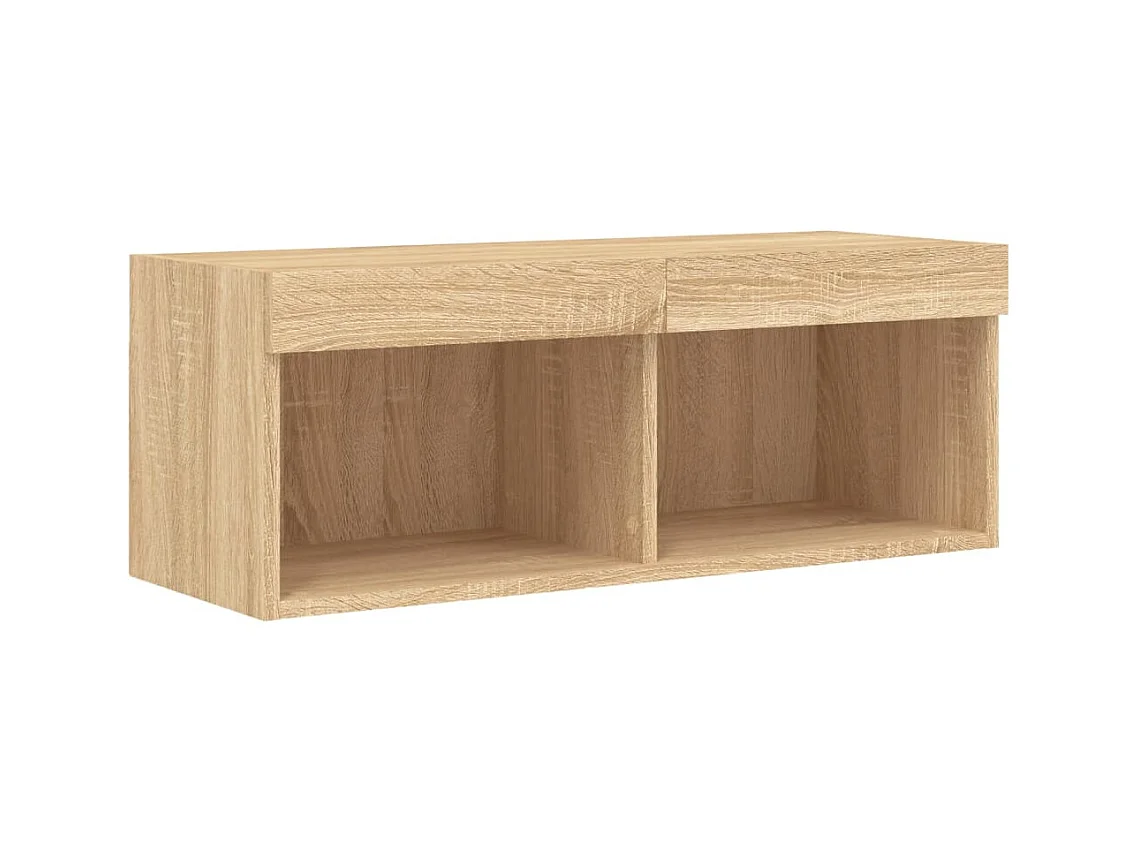 4-delige Tv-wandmeubelset met LED bewerkt hout sonoma eiken