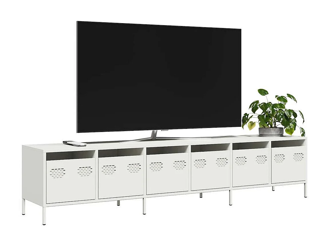 TV-Schrank Weiß 202x39x43,5 cm Kaltgewalzter Stahl
