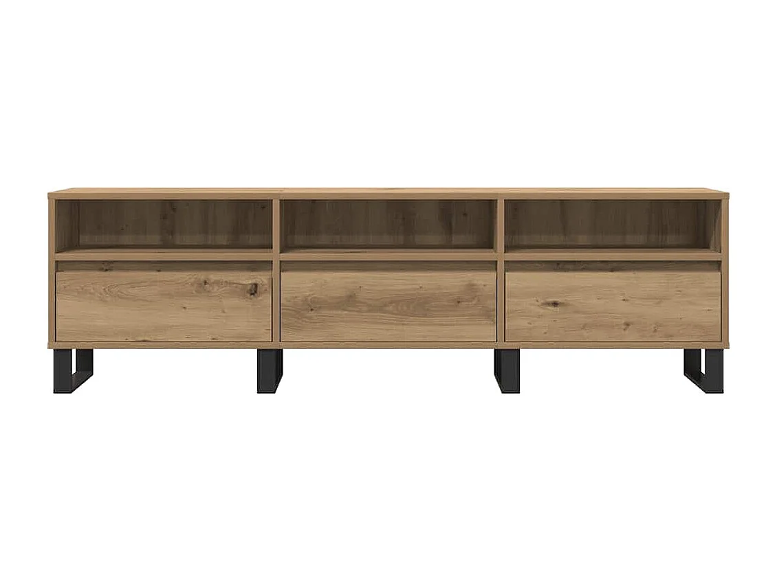 Meuble TV chêne artisanal 150x30x44,5 cm bois d'ingénierie