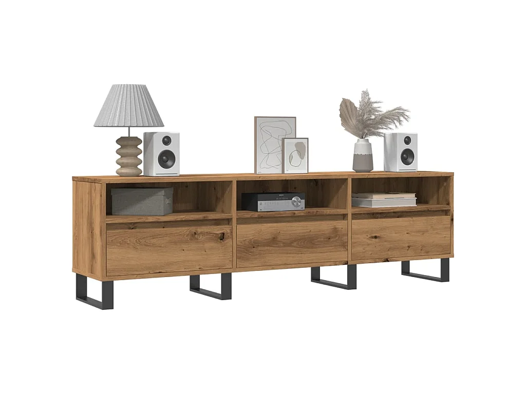 Tv-meubel 150x30x44,5 cm bewerkt hout artisanaal eikenkleur