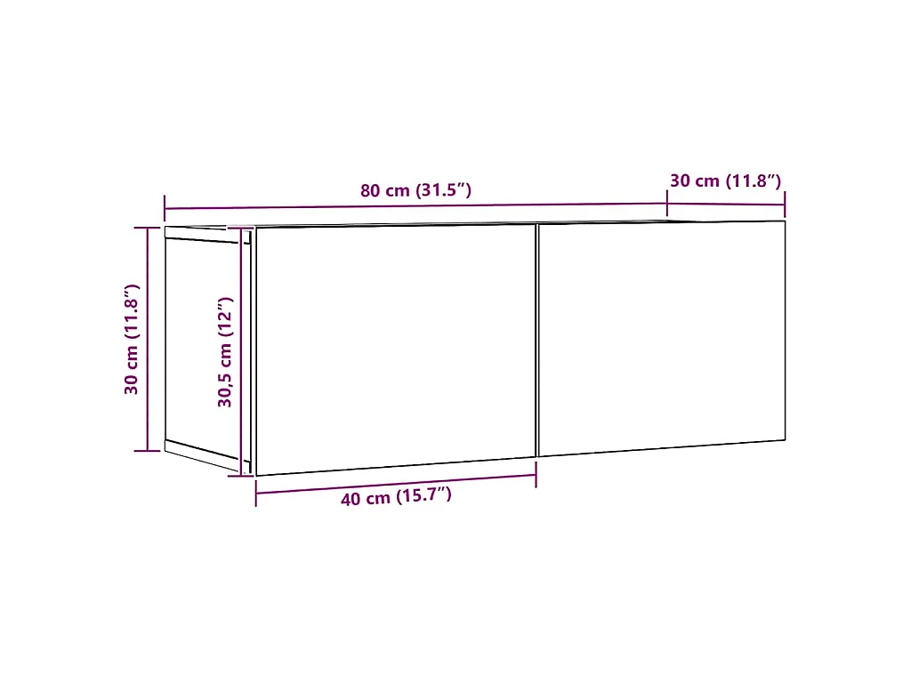 Meubles TV muraux 2 pcs chêne artisanal 80x30x30 cm