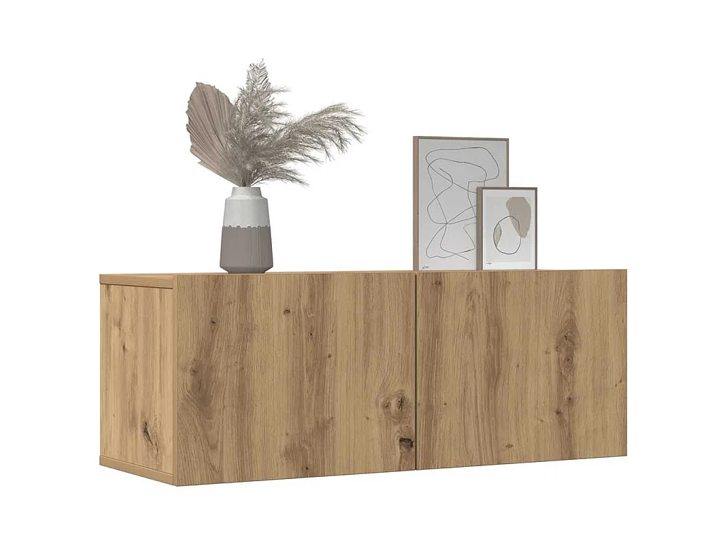 Tv-meubels 2 st wandgemonteerd 80x30x30cm artisanaal eikenkleur