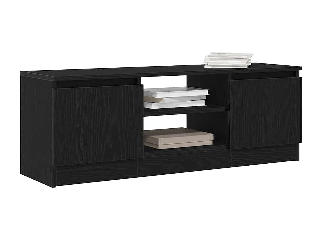 Mobile Porta TV Rovere Nero 102x30x36 cm in Legno Multistrato