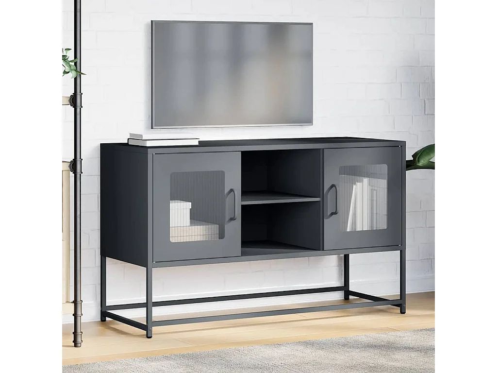 Meuble TV anthracite 100,5x39x60,5 cm acier