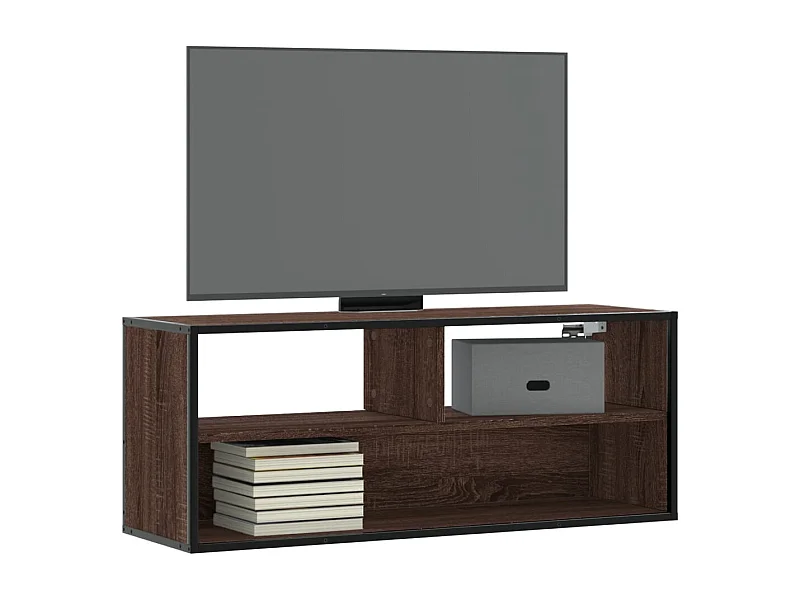 Tv-meubel 100x31x39,5 cm bewerkt hout metaal bruin eikenkleurig