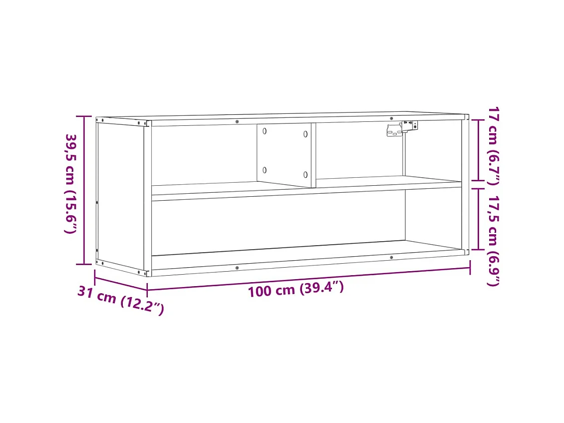 Meuble TV chêne marron 100x31x39,5cm bois d'ingénierie et métal