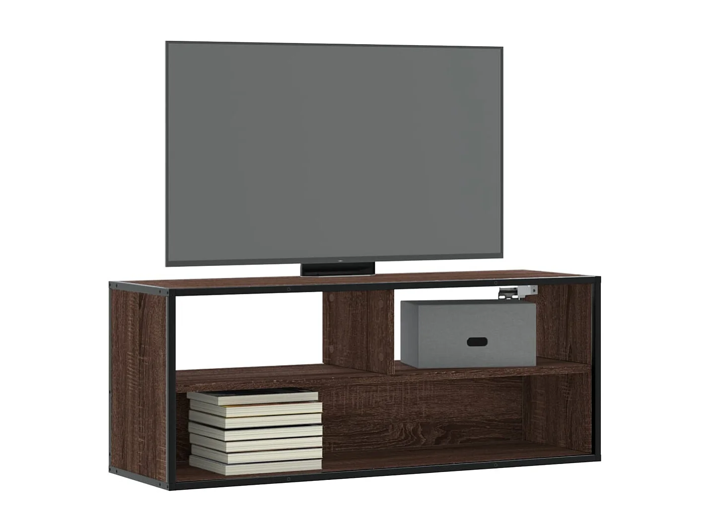Meuble TV chêne marron 100x31x39,5cm bois d'ingénierie et métal