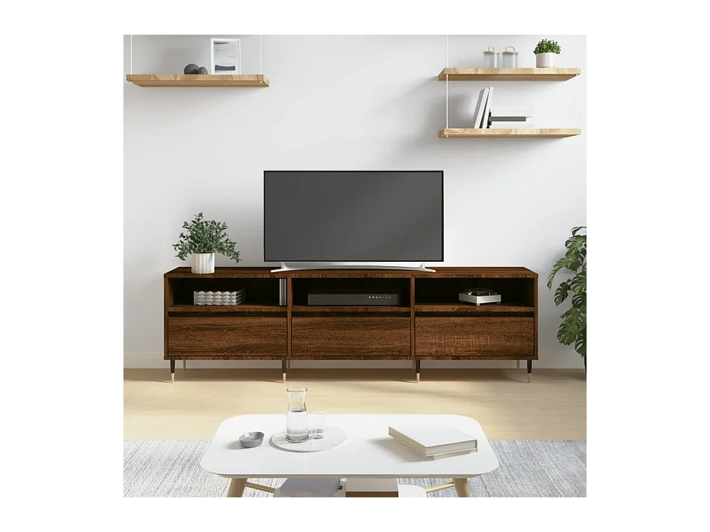 Meuble TV chêne marron 150x30x44,5 cm bois d'ingénierie
