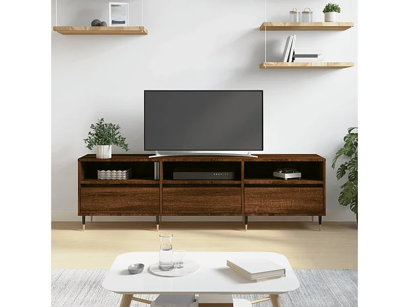 Meuble TV chêne marron 150x30x44,5 cm bois d'ingénierie