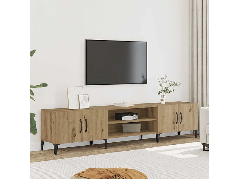 Mobile TV Rovere Artigianale 180x31,5x40cm in Legno Multistrato