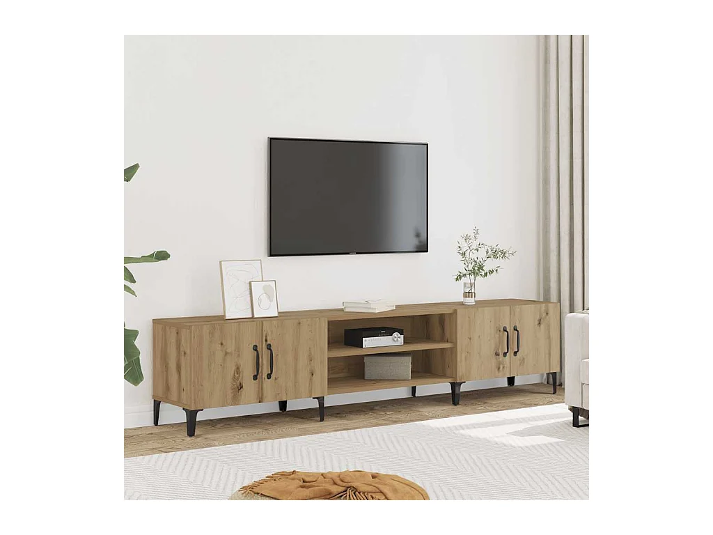 Mobile TV Rovere Artigianale 180x31,5x40cm in Legno Multistrato