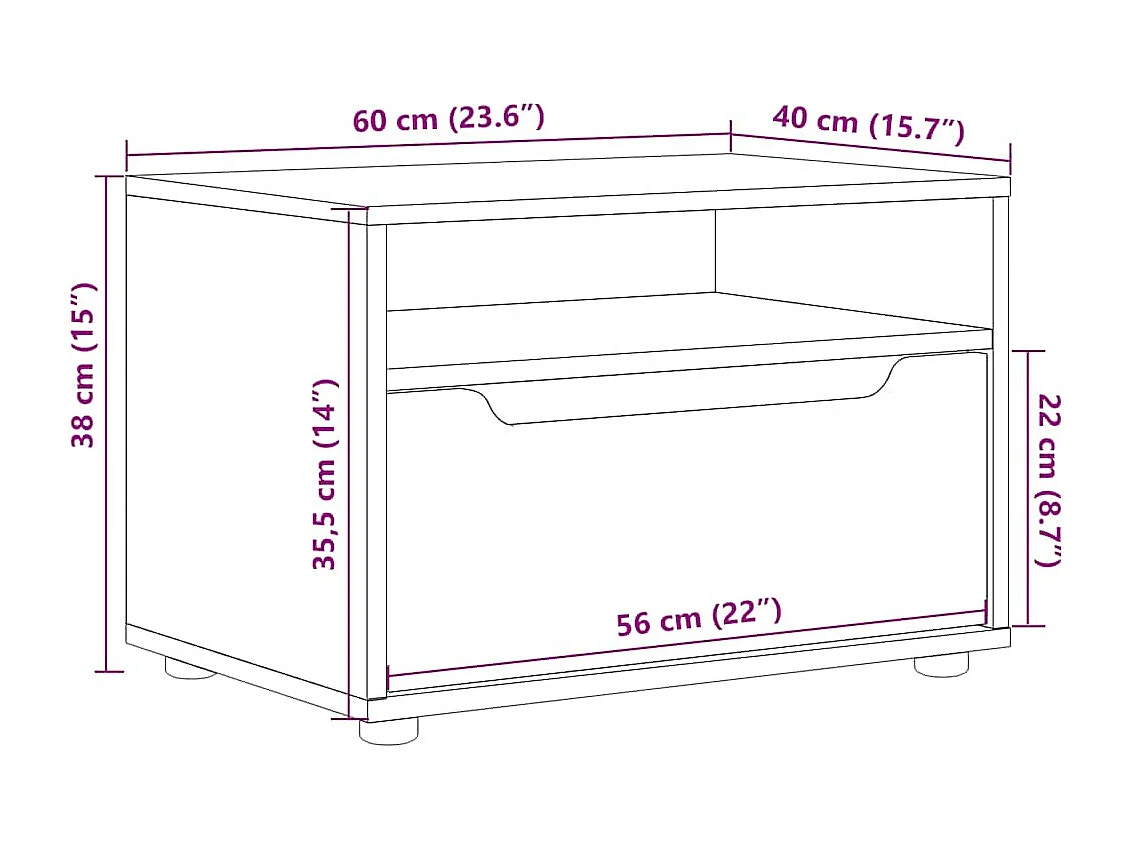 Tv-meubel VISNES 60x40x38 cm bewerkt hout betongrijs