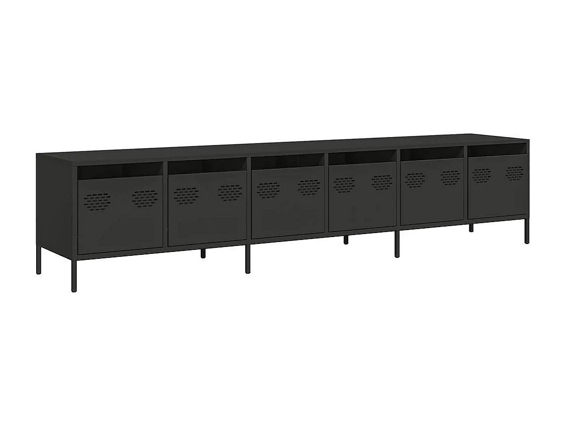 Mobile TV Nero 202x39x43,5 cm in Acciaio Laminato a Freddo