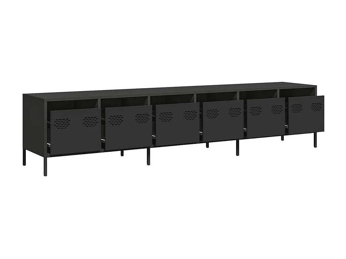Mobile TV Nero 202x39x43,5 cm in Acciaio Laminato a Freddo