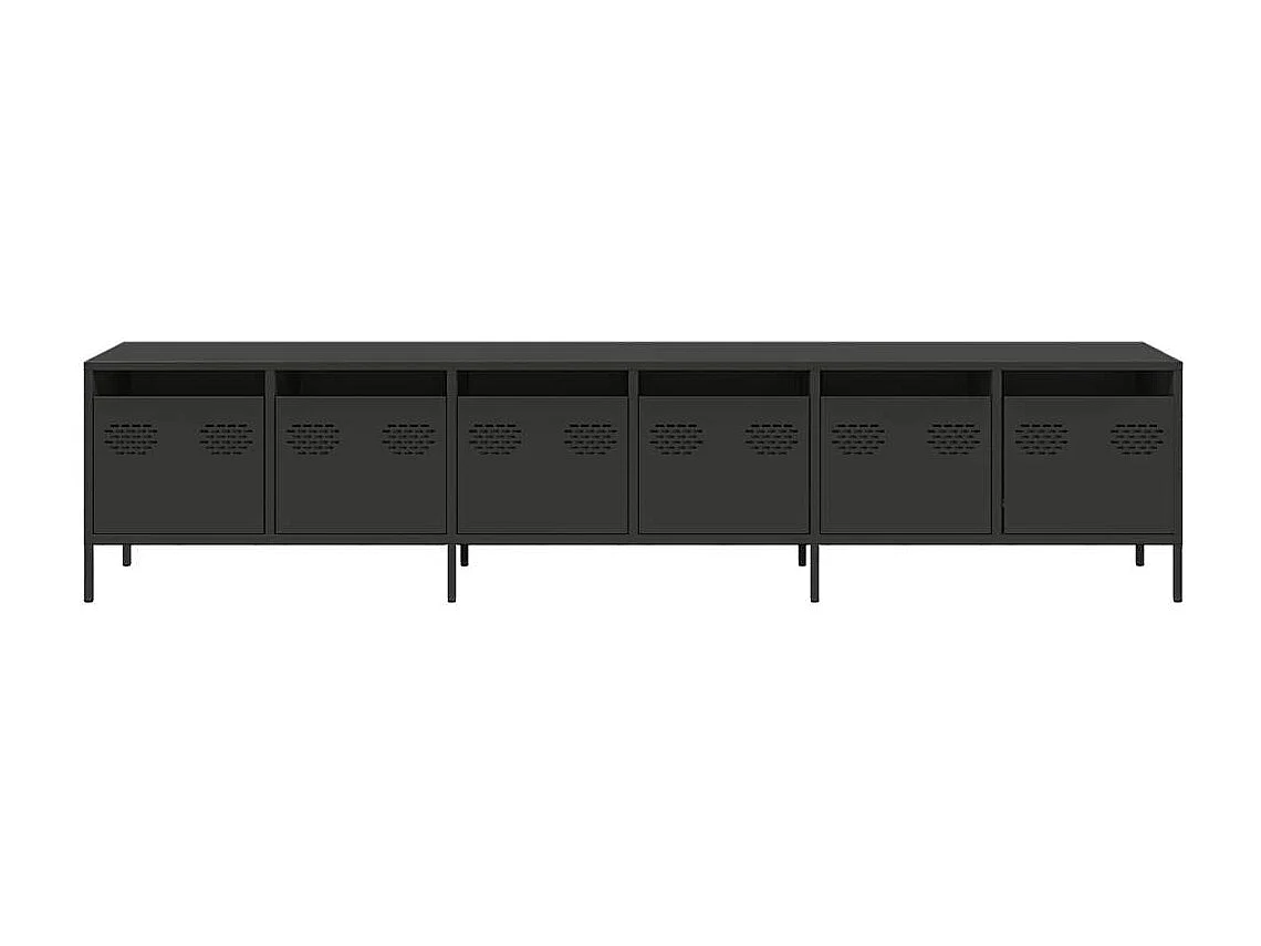 Mobile TV Nero 202x39x43,5 cm in Acciaio Laminato a Freddo