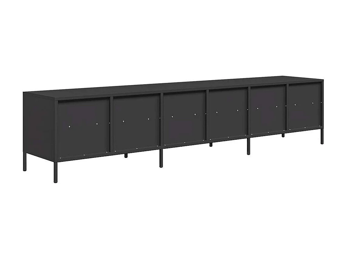Mobile TV Nero 202x39x43,5 cm in Acciaio Laminato a Freddo