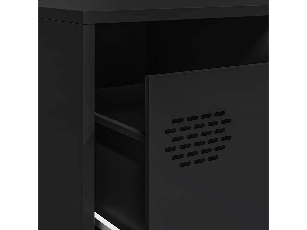 Mobile TV Nero 202x39x43,5 cm in Acciaio Laminato a Freddo