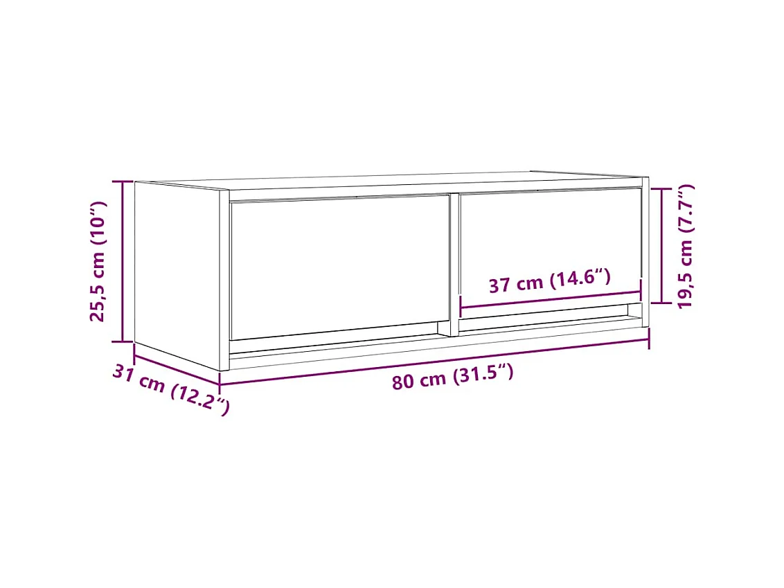 Meubles TV 2 pcs sonoma gris 80x31x25,5 cm bois d'ingénierie