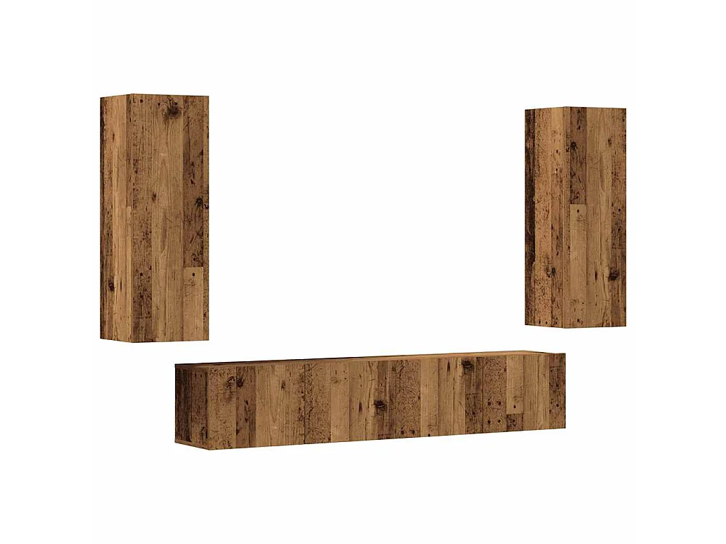 armários de TV montados na parede 4 pcs madeira velha