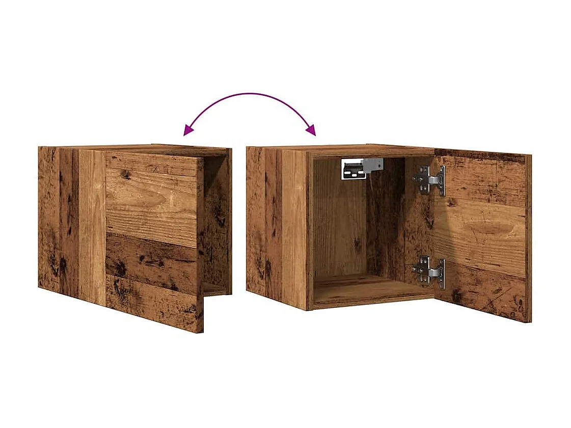 Armadietti TV Montati a Parete Legno Antico 30,5x30x30 cm