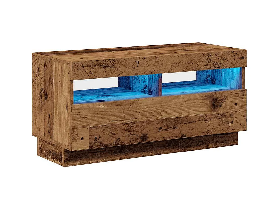 Tv-meubel met LED 80x35x40 cm bewerkt hout oud hout