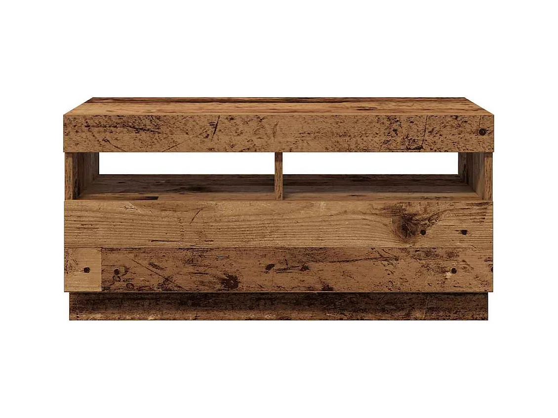 Tv-meubel met LED 80x35x40 cm bewerkt hout oud hout